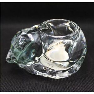 Vintage Indiana Glass Sleeping Cat Candle Holder Paperweight MCM Excellent‎